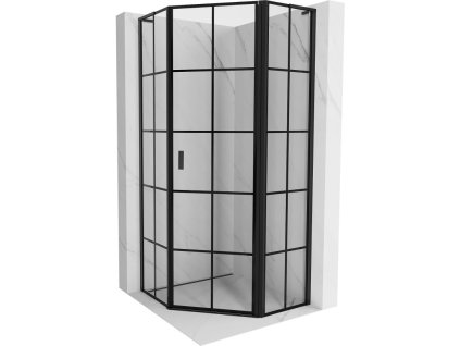 MEXEN/S - Mist L sprchový kout pětiboký křídlový pravá 90 x 90, černá kratka, černá 8A8L-090-090-70-77-P