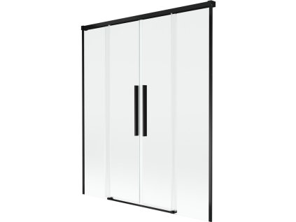 MEXEN/S - Rox vanová zástěna 2-křídlová posuvná 150 x 150, transparent, černá 8C9-150-002-70-00