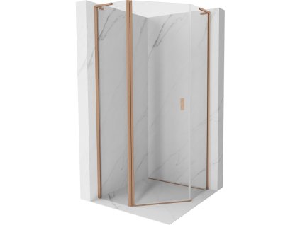 MEXEN/S - Mist L sprchový kout pětiboký křídlový 90 x 90, transparent, měď kartáčovaná 8A8L-090-090-65-00