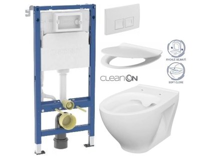 GEBERIT DuofixBasic s bílým tlačítkem DELTA50 + WC CERSANIT CLEANON MODUO + SEDÁTKO 458.103.00.2 50BI MO1