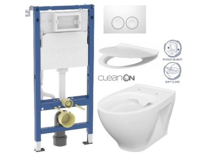 GEBERIT DuofixBasic s bílým tlačítkem DELTA21 + WC CERSANIT CLEANON MODUO + SEDÁTKO 458.103.00.2 21BI MO1