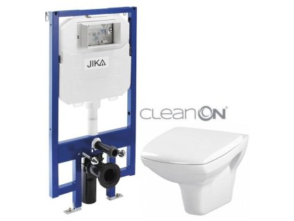 JIKA předstěnový instalační 8 cm systém bez tlačítka + WC CERSANIT CLEANON CARINA + SEDÁTKO H894652 X CA1