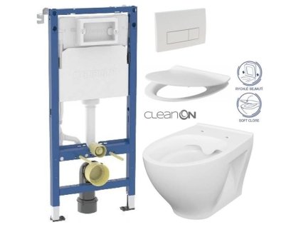 GEBERIT DuofixBasic s bílým tlačítkem DELTA51 + WC CERSANIT CLEANON MODUO + SEDÁTKO 458.103.00.2 51BI MO1