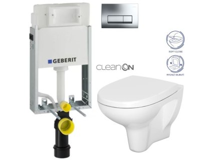 GEBERIT KOMBIFIXBasic vč. chromového tlačítka DELTA 51 + WC CERSANIT ARTECO CLEANON + SEDÁTKO 110.100.00.1 51CR AT1