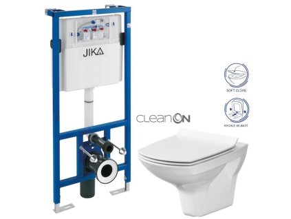 JIKA předstěnový instalační systém bez tlačítka + WC CERSANIT CLEANON CARINA + SEDÁTKO H895652 X CA3