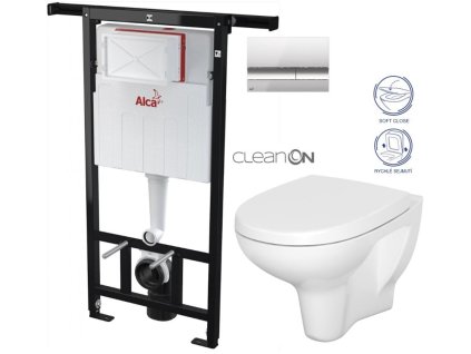 Předstěnový instalační systém s chromovým tlačítkem M1721 + WC CERSANIT ARTECO CLEANON + SEDÁTKO AM102/1120 M1721 AT1