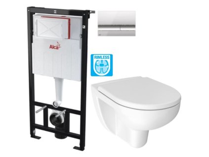 Předstěnový instalační systém s chromovým tlačítkem M1721 + WC JIKA LYRA PLUS RIMLESS + SEDÁTKO DURAPLAST AM101/1120 M1721 LY1