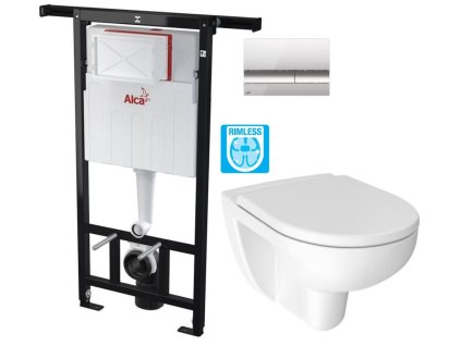 Předstěnový instalační systém s chromovým tlačítkem M1721 + WC JIKA LYRA PLUS RIMLESS + SEDÁTKO DURAPLAST AM102/1120 M1721 LY1