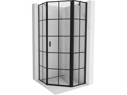MEXEN/S - Mist sprchový kout pětiboký křídlový pravá 100 x 100, černá kratka, černá 8A8-100-100-70-77-P