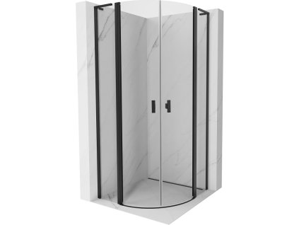 MEXEN/S - Mist L sprchový kout čtvrtkruh, křídlové 100 x 100, transparent, černá 8A32L-100-100-70-00