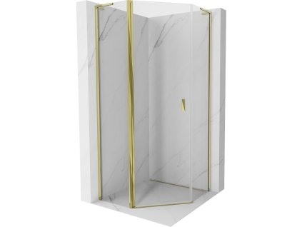 MEXEN/S - Mist L sprchový kout pětiboký křídlový 90 x 90, transparent, zlato 8A8L-090-090-50-00