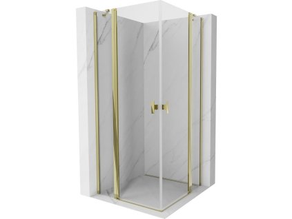 MEXEN/S - Mist Duo sprchový kout dveře křídlové 70 x 70, transparent, zlato 8A4-070-070-50-00