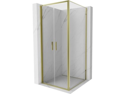 MEXEN/S - Exo sprchový kout dveře křídlové 90 x 90, transparent, zlato 814-090-090-50-00