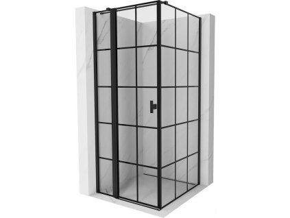 MEXEN/S - Mist T sprchový kout dveře křídlové levá 80 x 80, černá dekor, černá 8A4T-080-080-70-77-L