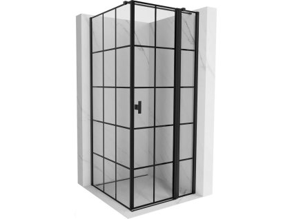 MEXEN/S - Mist T sprchový kout dveře křídlové pravá 80 x 80, černá dekor, černá 8A4T-080-080-70-77-P