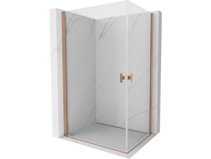 MEXEN/S - Mist-B Duo sprchový kout dveře křídlové 80 x 75, transparent, měď kartáčovaná 8A2-080-075-65-00