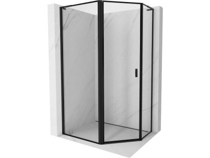 MEXEN/S - Mist Lsprchový kout pětiboký křídlový asymetrický levá 100 x 80, černá okraj, černá 8A8L-100-080-70-70-L
