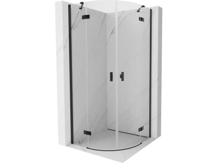 MEXEN/S - Mist sprchový kout čtvrtkruh, křídlové 70 x 70, transparent, černá 8A33-070-070-70-00