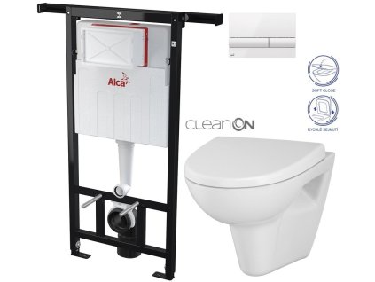 Předstěnový instalační systém s bílým tlačítkem M1710 + WC CERSANIT CLEANON PARVA + SEDÁTKO AM102/1120 M1710 PA1