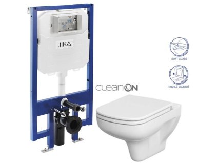 JIKA předstěnový instalační 8 cm systém bez tlačítka + WC CERSANIT CLEANON COLOUR + SEDÁTKO H894652 X CN1