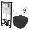 Předstěnový instalační systém bez tlačítka + WC REA CARLO MINI RIMLESS ČIERNY MAT + SEDADLO AM101/1120 X MM1