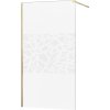 MEXEN/S - KIOTO Sprchová zástěna WALK-IN 90x200 cm 8 mm, zlatá, bílý vzor 800-090-101-50-85