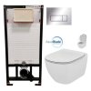 DEANTE Podomítkový rám, pro závěsné WC mísy + SLIM tlačítko chrom + WC Ideal Standard Tesi se sedátkem SoftClose, AquaBlade CST_WC01 051P TE1