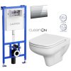 LAUFEN Rámový podomítkový modul CW1 SET s chromovým tlačítkem + WC CERSANIT CLEANON COLOUR + SEDÁTKO H8946600000001CR CN1