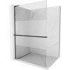 MEXEN/S - Kioto+ L Sprchová zástěna WALK-IN s poličkou a držákem ručníků 110 x 200, transparent/dekor, černá - 800-110-123-70-30 800-110-123-70-35