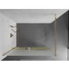 MEXEN/S - KIOTO Sprchová zástěna WALK-IN s poličkou a držákem ručníků 100 x 200, matné sklo 8 mm, zlatá 800-100-121-50-30