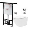 Předstěnový instalační systém bez tlačítka + WC REA Carlo Flat Mini Rimless + SEDÁTKO AM102/1120 X CF1