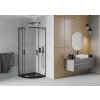 MEXEN/S - Rio čtvrtkruhový sprchový kout 90 x 90, transparent, černý + vanička se sifonem Flat, černý 863-090-090-70-00-4170B