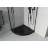 MEXEN/S - Rio čtvrtkruhový sprchový kout 90 x 90, transparent, černý + vanička se sifonem Flat, černý 863-090-090-70-00-4170B