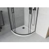 MEXEN/S - Rio čtvrtkruhový sprchový kout 90 x 90, transparent, černý + vanička se sifonem Flat, bílá 863-090-090-70-00-4110B