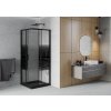 MEXEN/S - Rio sprchový kout čtverec 80x80, pruhy, černá + černá vanička se sifonem 860-080-080-70-20-4070B
