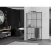 MEXEN/S - Kioto+ L Sprchová zástěna WALK-IN s poličkou a držákem ručníků 110 x 200, černý vzor, černá 800-110-123-70-77