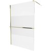 MEXEN/S - KIOTO Sprchová zástěna WALK-IN s poličkou a držákem ručníků 90 x 200, transparent 8 mm, zlatá 800-090-121-50-35
