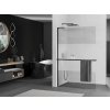 MEXEN/S - Kioto+ L Sprchová zástěna WALK-IN s poličkou a držákem ručníků 80 x 200, transparent/dekor, černá - 800-080-123-70-30 800-080-123-70-35