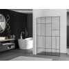 MEXEN/S - Kioto L Sprchová zástěna WALK-IN 100 x 200, černý vzor, bílá 800-100-103-20-78