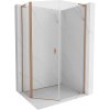 MEXEN/S - Mist Lsprchový kout pětiboký křídlový asymetrický 90x100, transparent, měď kartáčovaná 8A8L-090-100-65-00