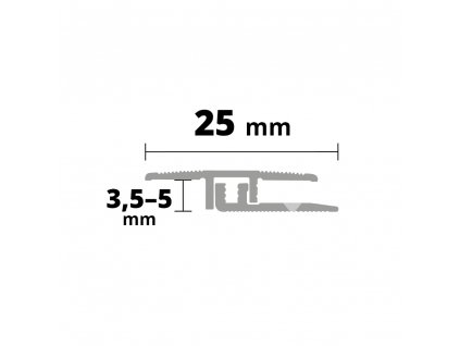 AP27/13 přechodová lišta, vrtaná 2-dílná, 25 mm