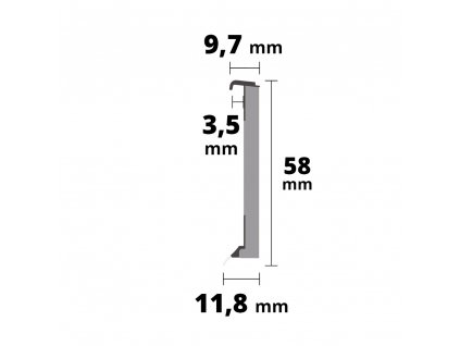AP36/1 soklová lišta nalepovací pro vinyl, 58 mm, 2,5 m