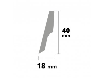 AP34 soklová lišta TYP 13, MDF + fólie, 40 mm, 18 mm, 2,7 m