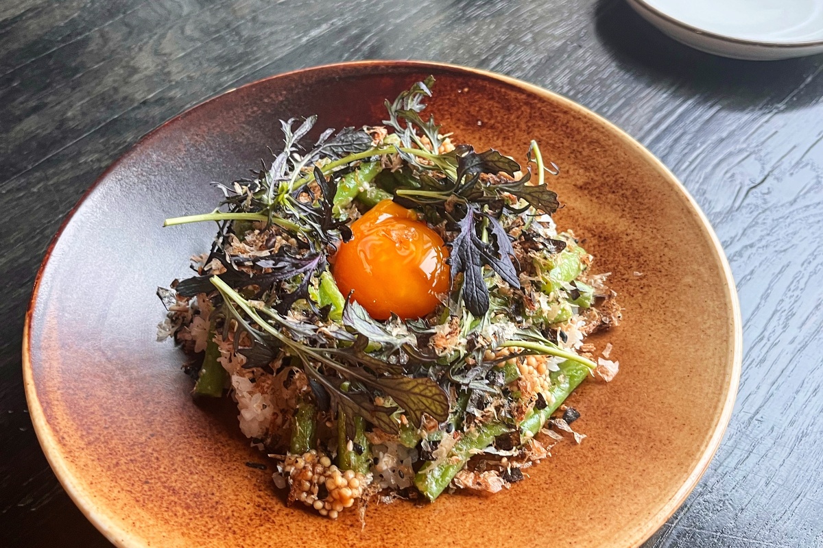 Beans, egg yolk, rice