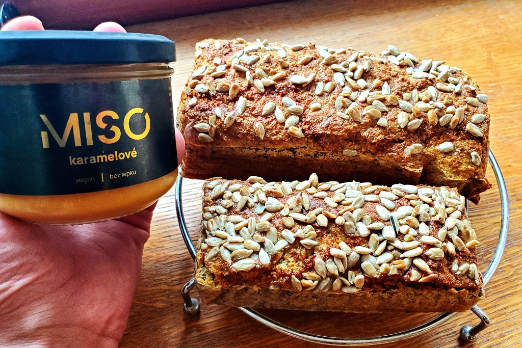 Lentil bread with caramel miso