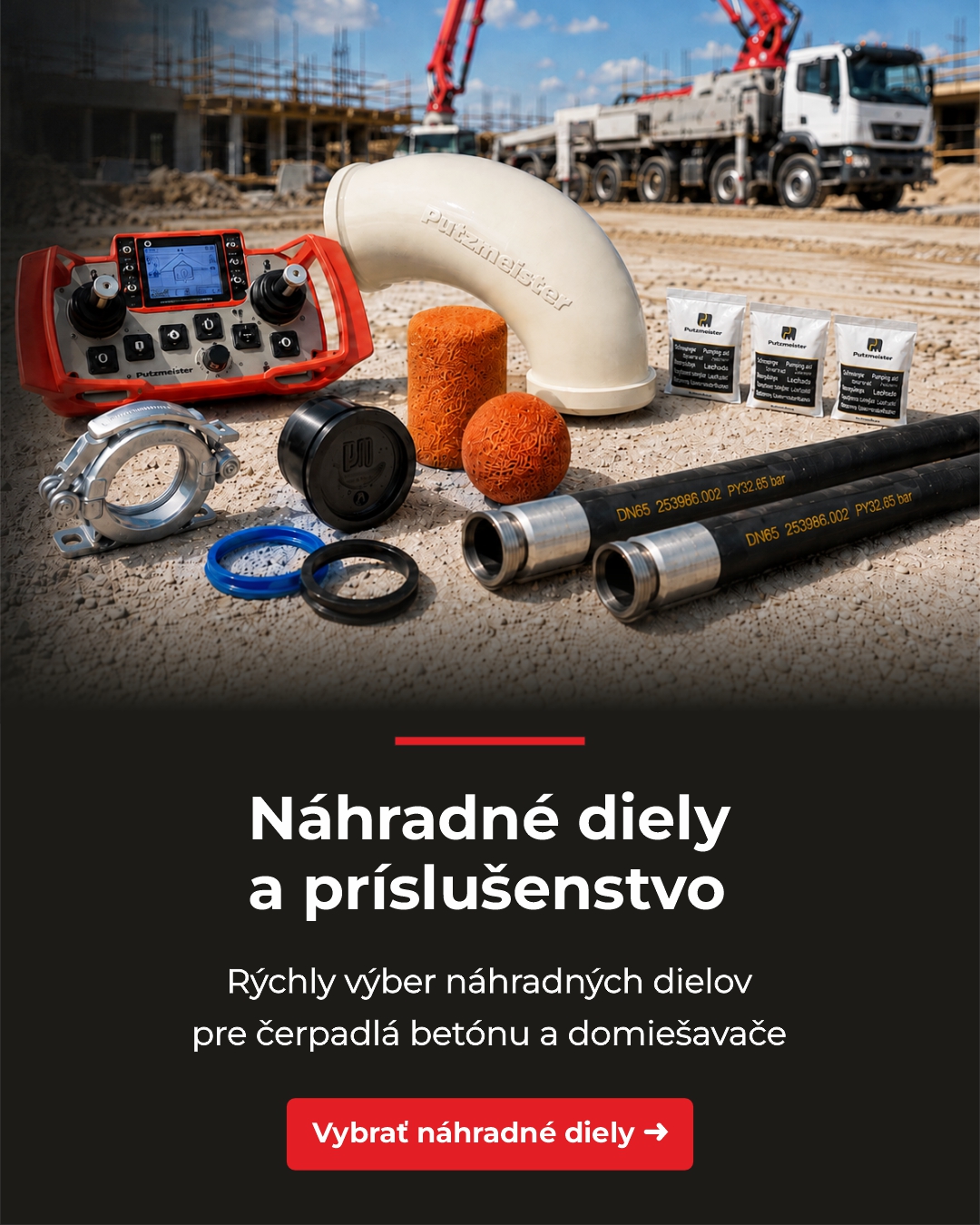 Náhradné diely a príslušenstvo pre čerpadlá betónu a domiešavače