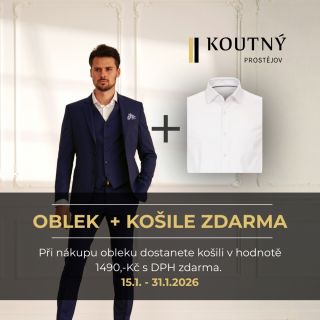 AKCE: Oblek + košile ZDARMA 👔 Připravili jsme pro vás speciální nabídku na e-shopu i na našich prodejnách. Při nákupu...