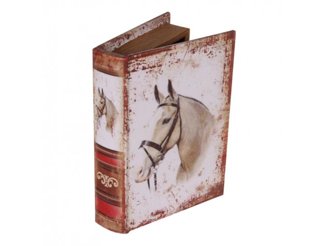 Book box 20 cm Horse white 01