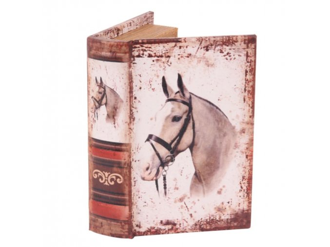 Book box 15 cm Horse white
