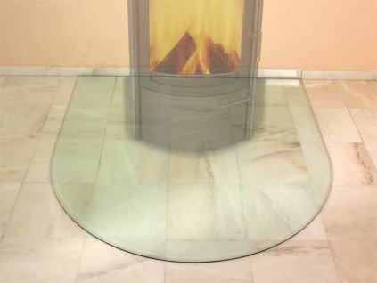 Skleněná podložka půlkulatá pod krbová kamna HARK 123x130 cm s fazetkou